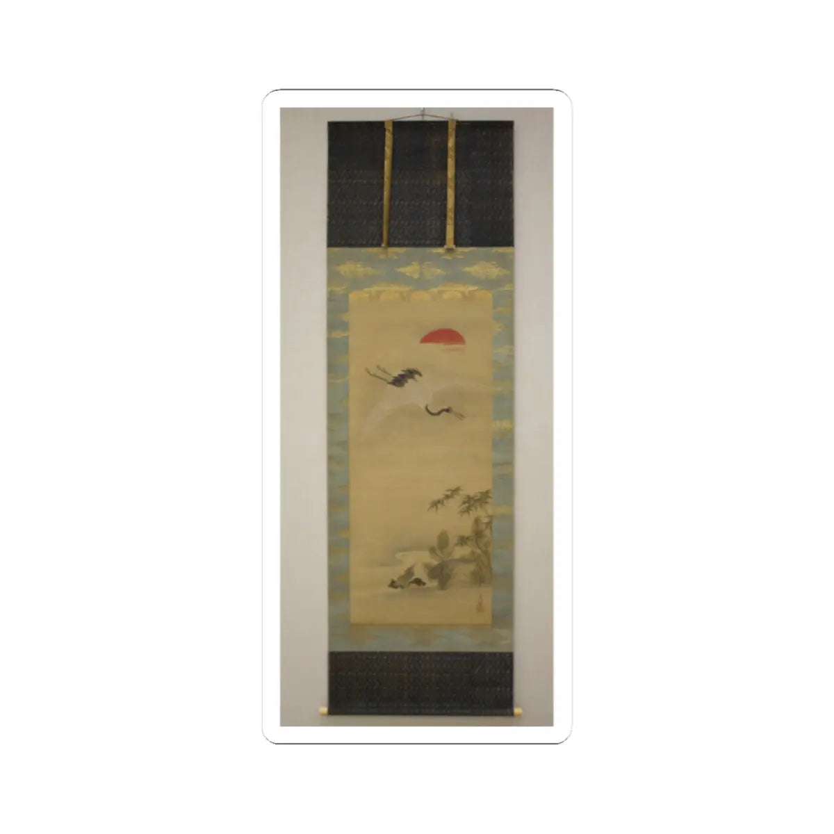 Kano Chikanobu - Crane, Tortoise, Pine, and Bamboo under a Rising Sun - 17th–18th century v4 - STICKER Vinyl Kiss-Cut Decal