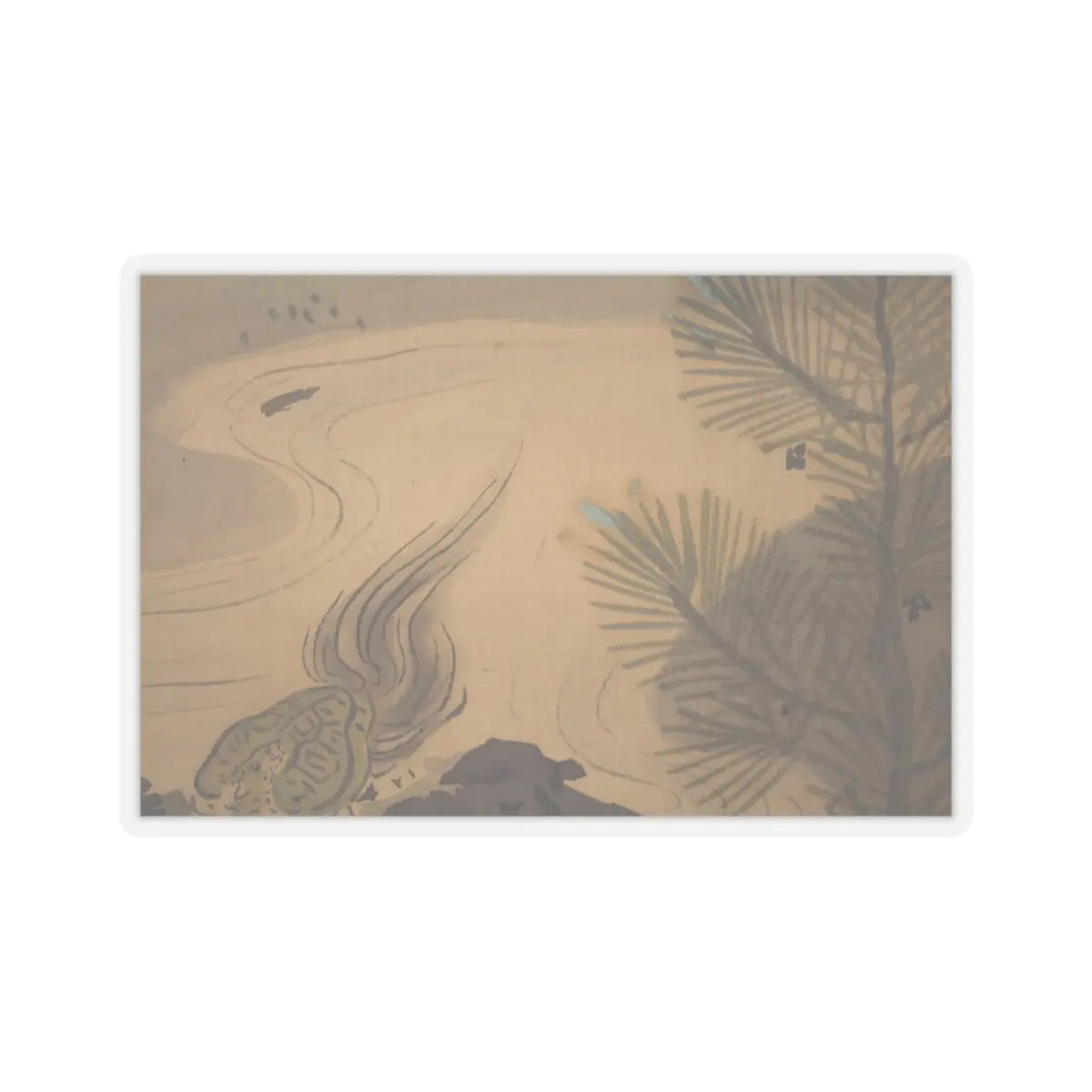 Kano Chikanobu - Crane, Tortoise, Pine, and Bamboo under a Rising Sun - 17th–18th century v6 - STICKER Vinyl Kiss-Cut Decal