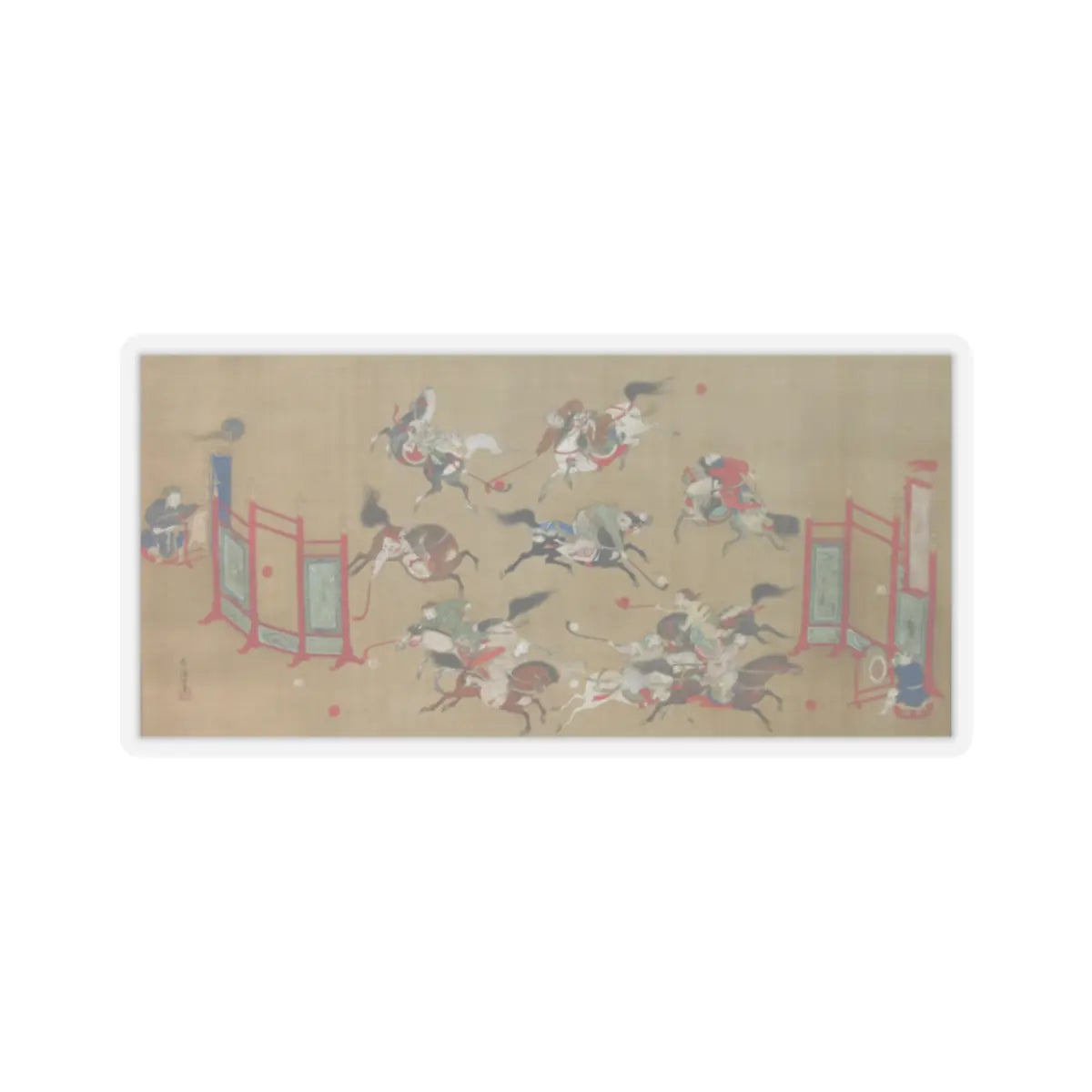 Kano Eisen'in Furunobu 狩野永川院古 - Tartars Playing Polo - early 18th century v1 - STICKER Vinyl Kiss-Cut Decal