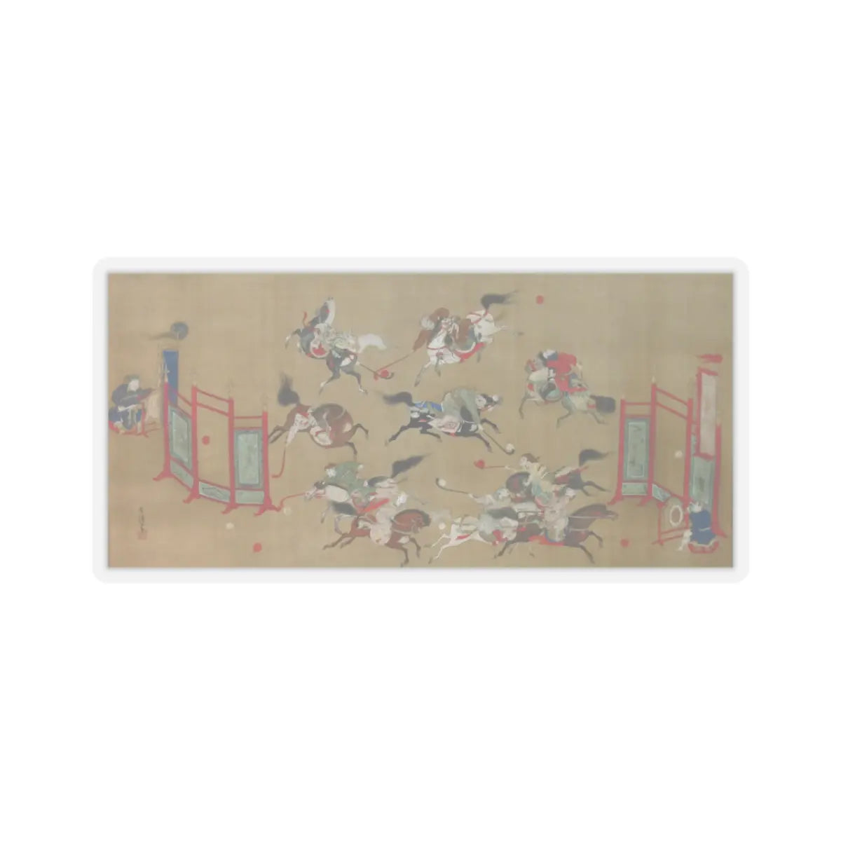 Kano Eisen'in Furunobu 狩野永川院古 - Tartars Playing Polo - early 18th century v1 - STICKER Vinyl Kiss-Cut Decal