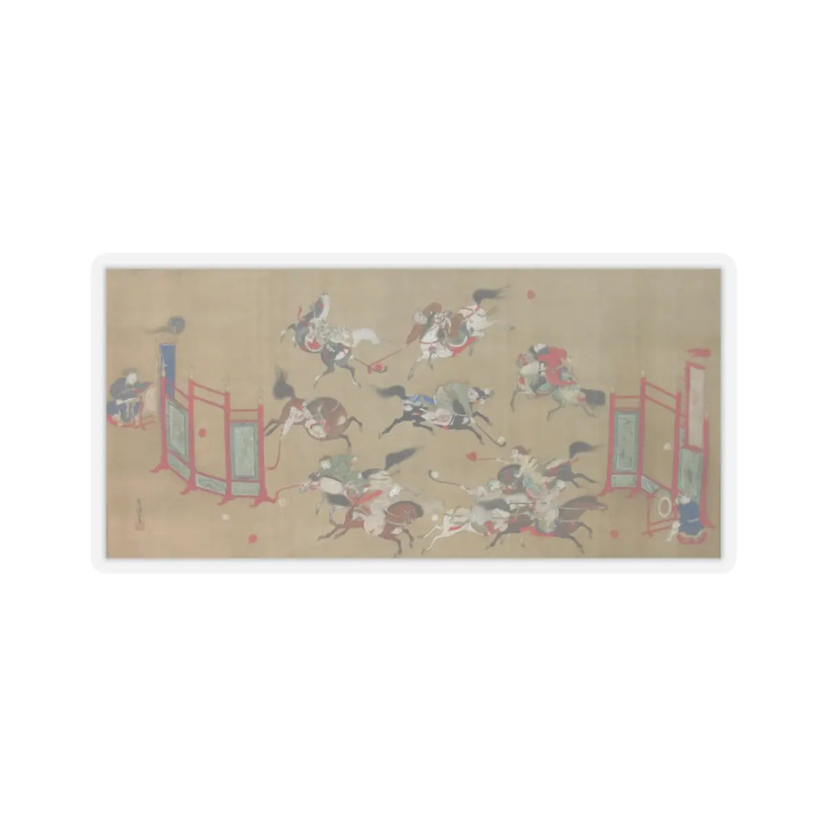 Kano Eisen'in Furunobu 狩野永川院古 - Tartars Playing Polo - early 18th century v1 - STICKER Vinyl Kiss-Cut Decal