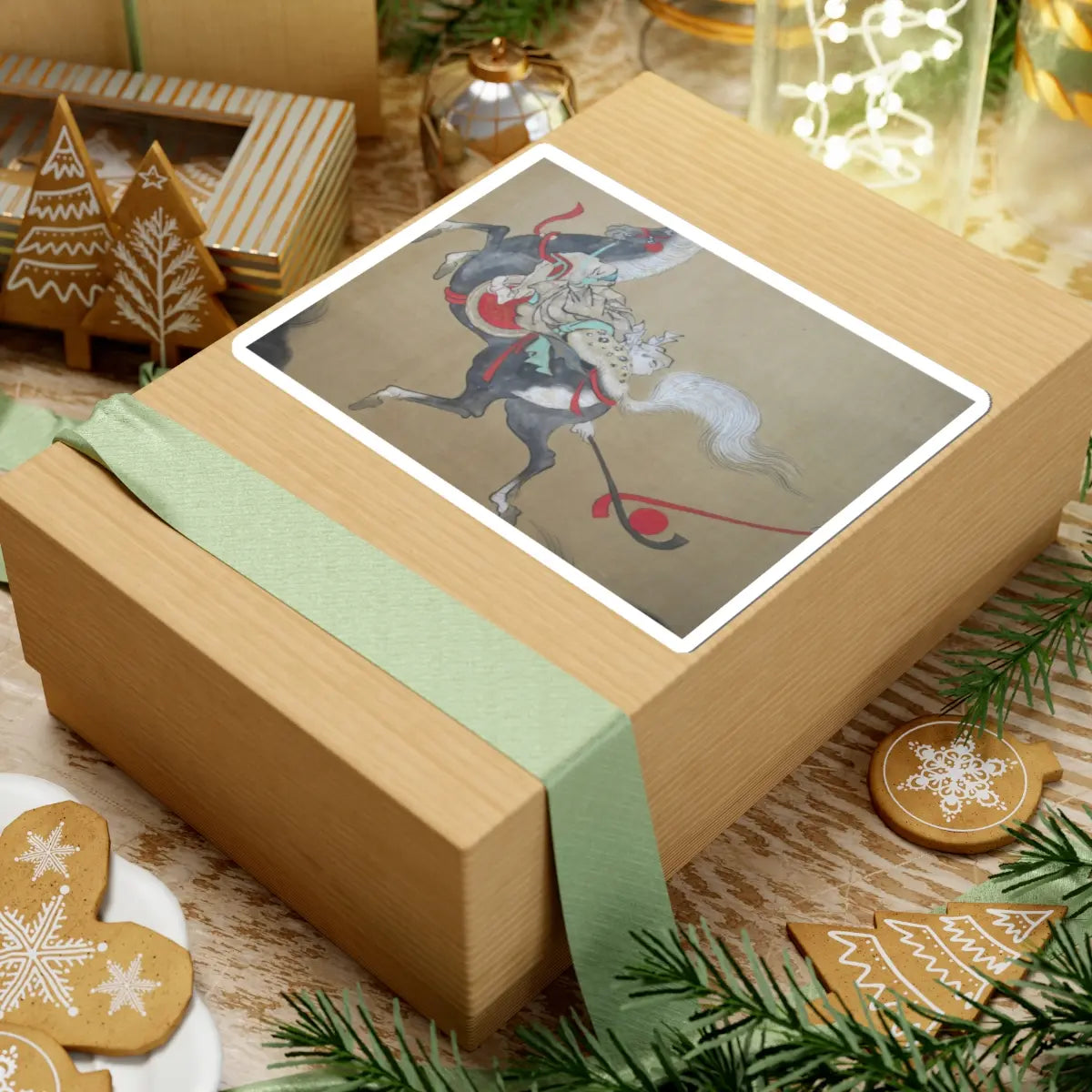 Kano Eisen'in Furunobu 狩野永川院古 - Tartars Playing Polo - early 18th century v3 - STICKER Vinyl Kiss-Cut Decal