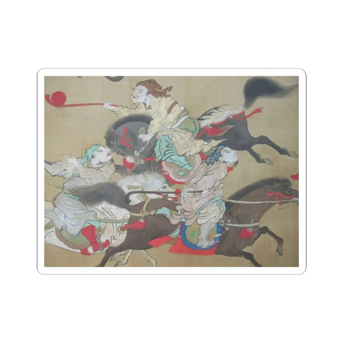 Kano Eisen'in Furunobu 狩野永川院古 - Tartars Playing Polo - early 18th century v4 - STICKER Vinyl Kiss-Cut Decal