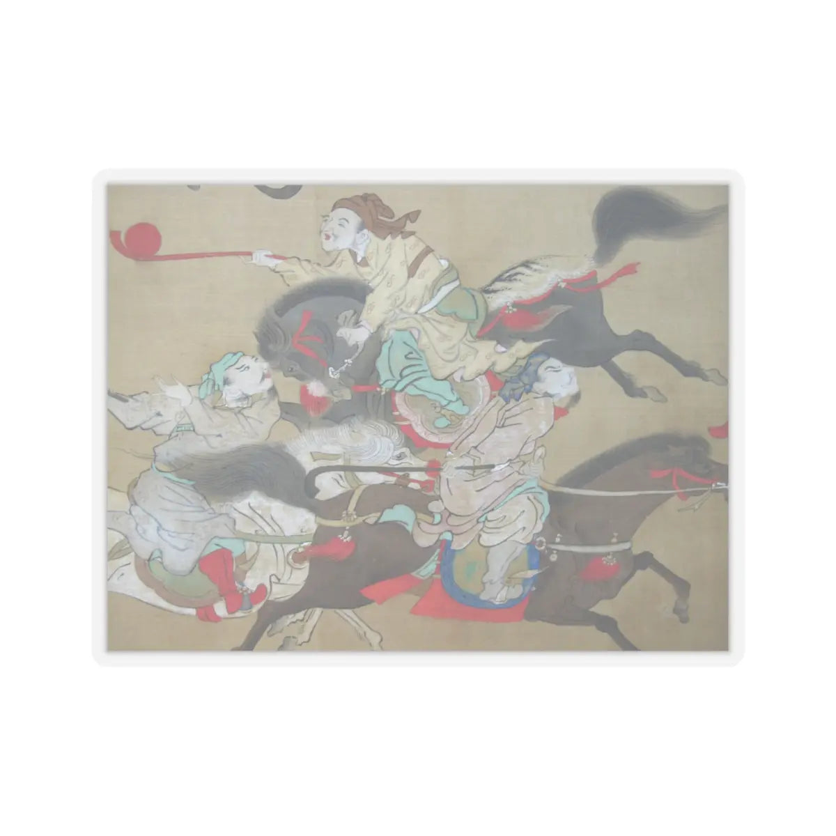 Kano Eisen'in Furunobu 狩野永川院古 - Tartars Playing Polo - early 18th century v4 - STICKER Vinyl Kiss-Cut Decal