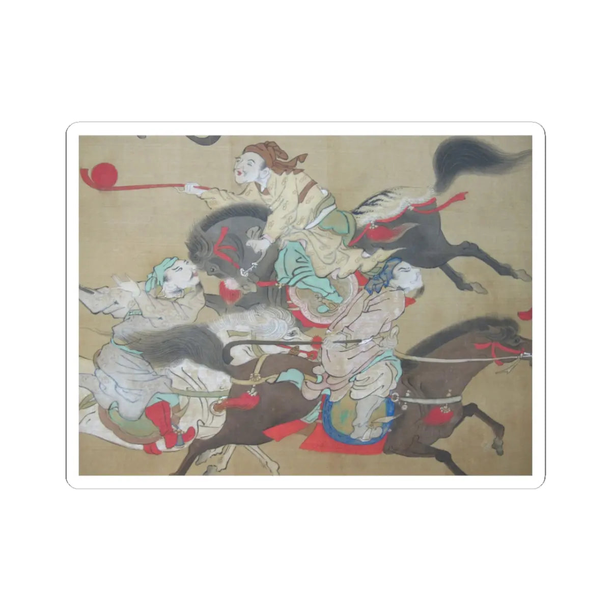 Kano Eisen'in Furunobu 狩野永川院古 - Tartars Playing Polo - early 18th century v4 - STICKER Vinyl Kiss-Cut Decal