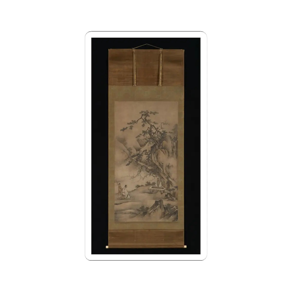 Kano Motonobu - Bo Ya Plays the Qin as Zhong Ziqi Listens - 1530s v2 - STICKER Vinyl Kiss-Cut Decal