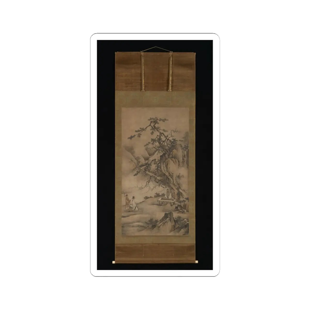 Kano Motonobu - Bo Ya Plays the Qin as Zhong Ziqi Listens - 1530s v2 - STICKER Vinyl Kiss-Cut Decal