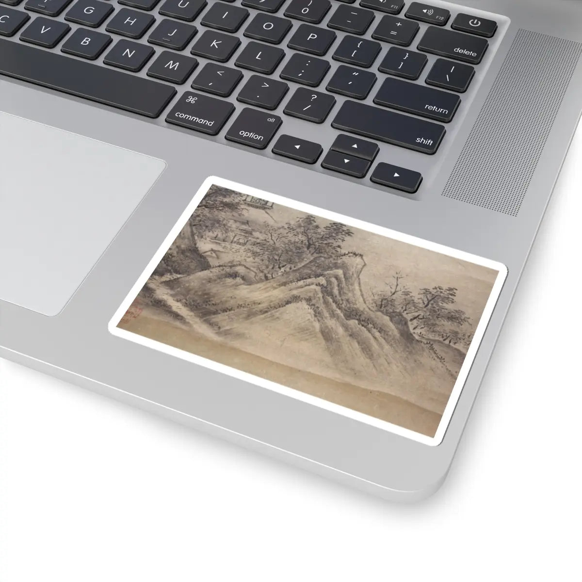 Kano Motonobu - River Landscape in Evening - 16th century v10 - STICKER Vinyl Kiss-Cut Decal