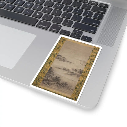 Kano Motonobu - River Landscape in Evening - 16th century v2 - STICKER Vinyl Kiss-Cut Decal
