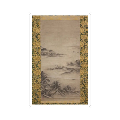 Kano Motonobu - River Landscape in Evening - 16th century v2 - STICKER Vinyl Kiss-Cut Decal