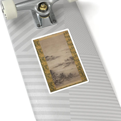 Kano Motonobu - River Landscape in Evening - 16th century v2 - STICKER Vinyl Kiss-Cut Decal