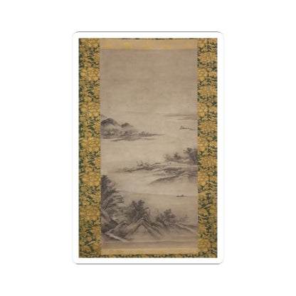 Kano Motonobu - River Landscape in Evening - 16th century v2 - STICKER Vinyl Kiss-Cut Decal