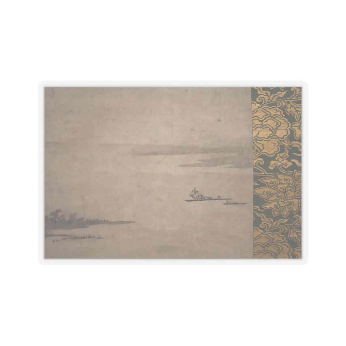 Kano Motonobu - River Landscape in Evening - 16th century v8 - STICKER Vinyl Kiss-Cut Decal