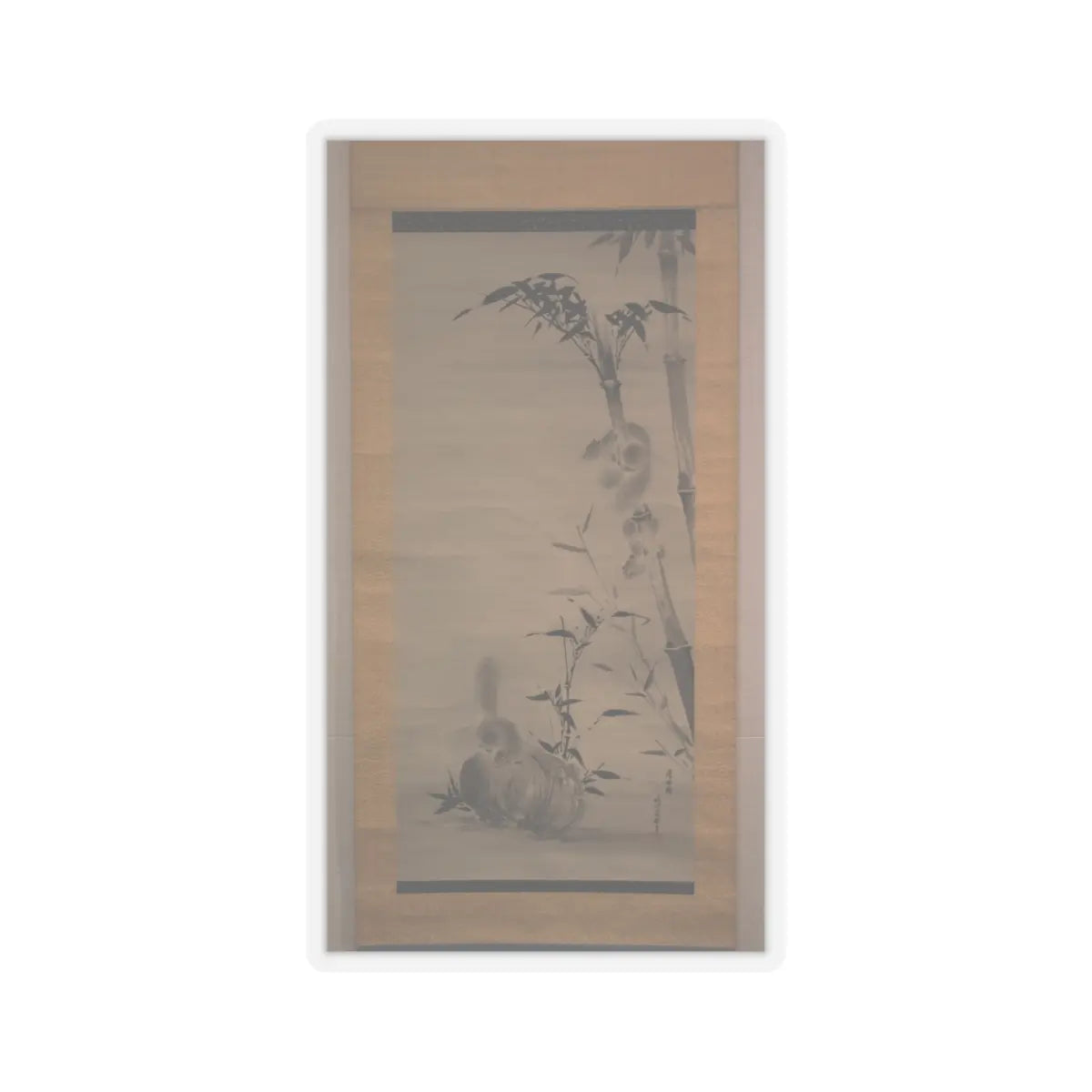 Kano Osanobu - Squirrels on Bamboo and Rock - ca. 1820s v1 - STICKER Vinyl Kiss-Cut Decal