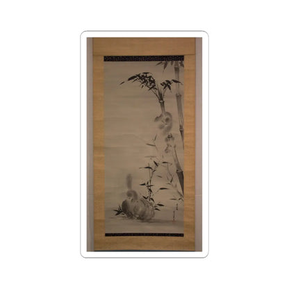 Kano Osanobu - Squirrels on Bamboo and Rock - ca. 1820s v1 - STICKER Vinyl Kiss-Cut Decal