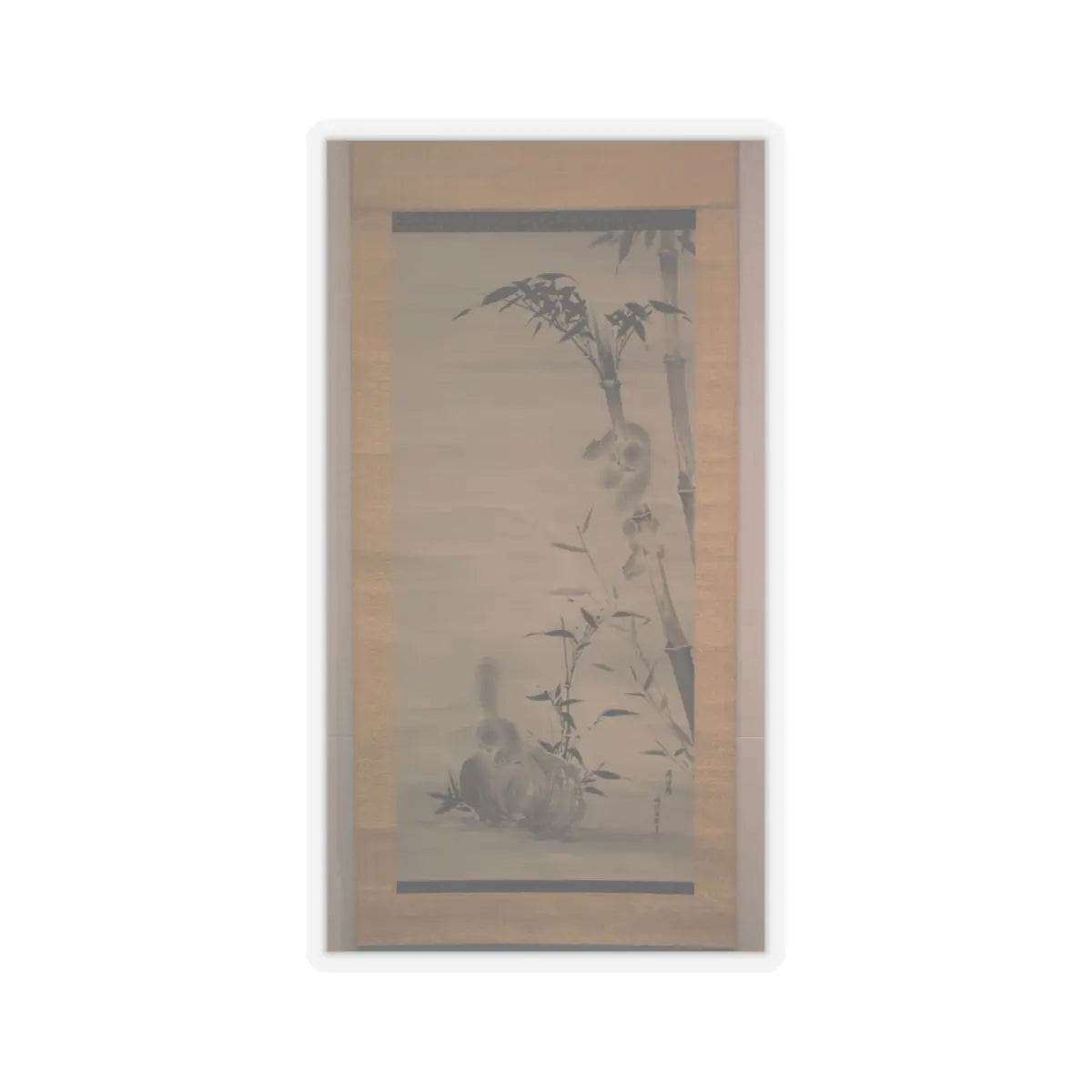 Kano Osanobu - Squirrels on Bamboo and Rock - ca. 1820s v1 - STICKER Vinyl Kiss-Cut Decal