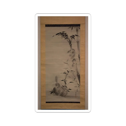 Kano Osanobu - Squirrels on Bamboo and Rock - ca. 1820s v1 - STICKER Vinyl Kiss-Cut Decal