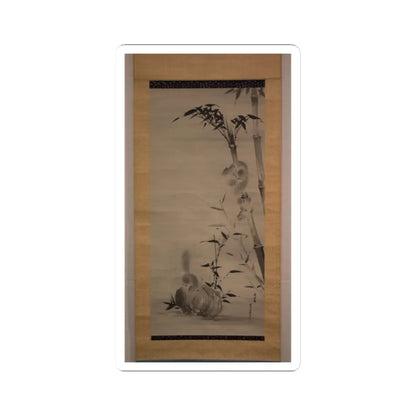 Kano Osanobu - Squirrels on Bamboo and Rock - ca. 1820s v1 - STICKER Vinyl Kiss-Cut Decal