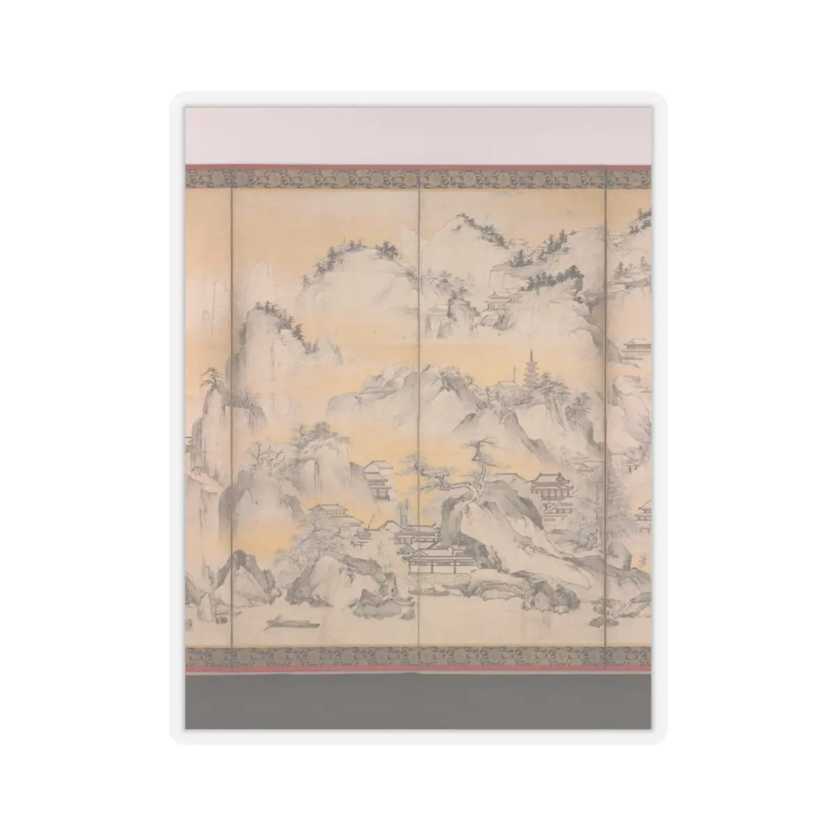Kano Sanraku - Jinshan Island and West Lake - 1630 v4 - STICKER Vinyl Kiss-Cut Decal