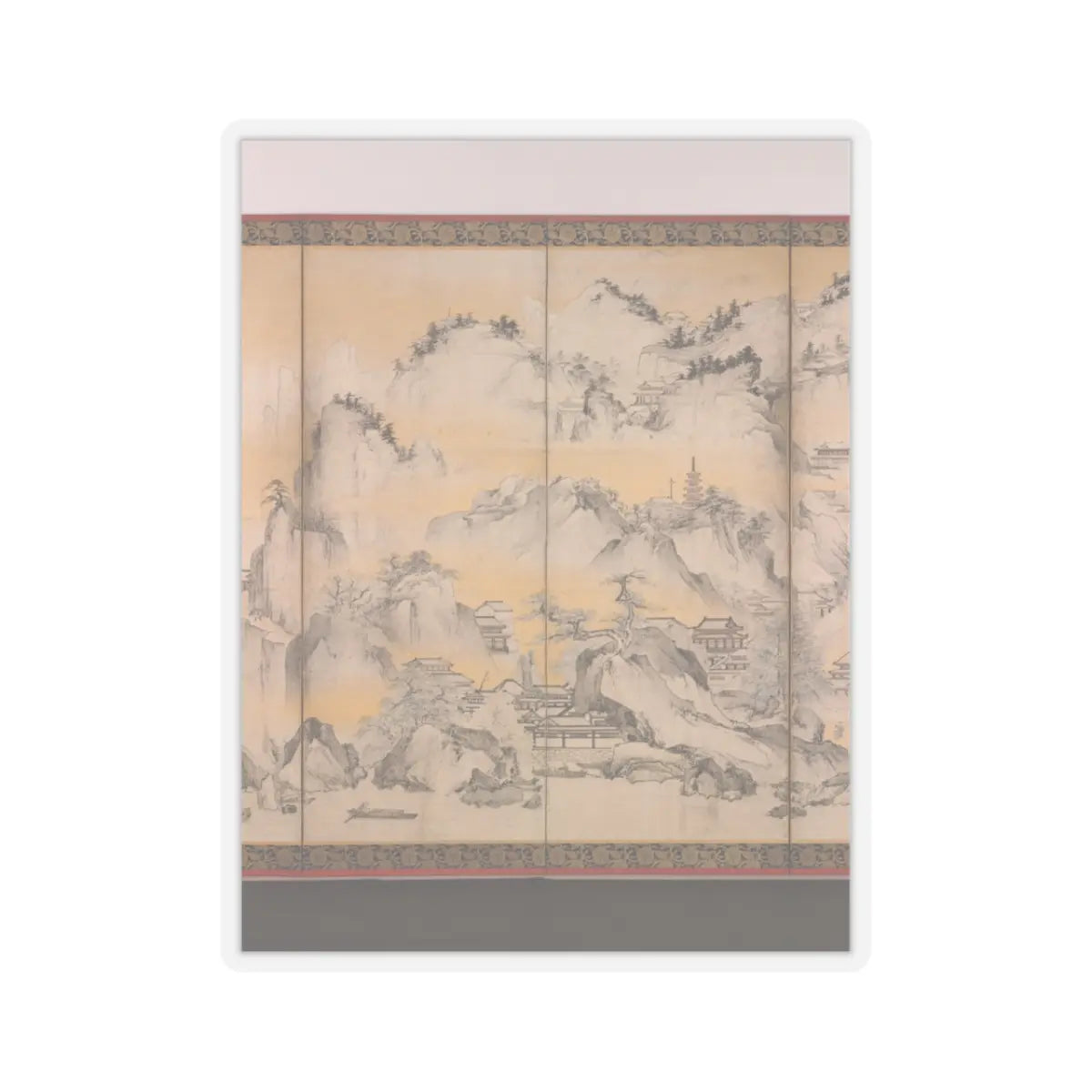Kano Sanraku - Jinshan Island and West Lake - 1630 v4 - STICKER Vinyl Kiss-Cut Decal