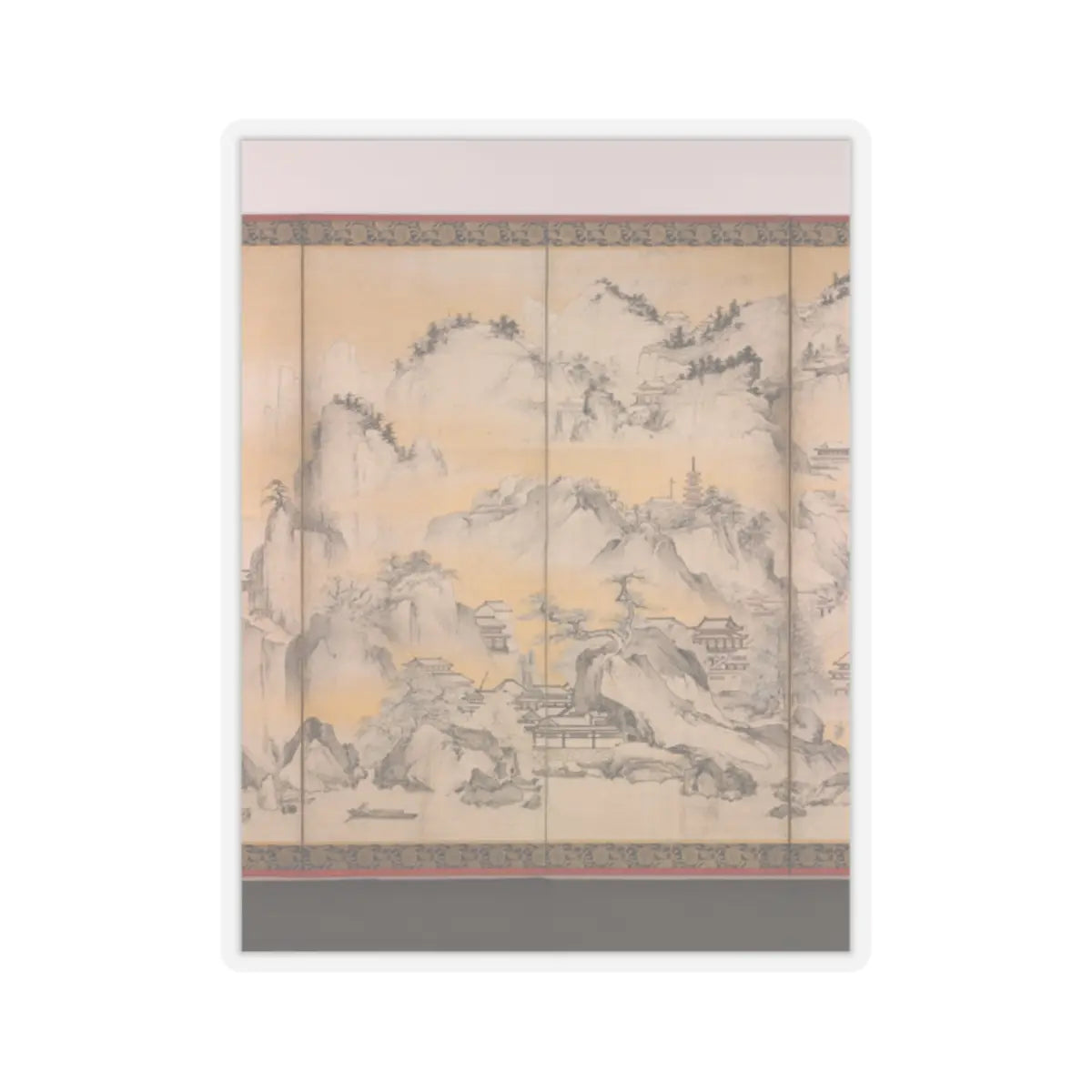 Kano Sanraku - Jinshan Island and West Lake - 1630 v4 - STICKER Vinyl Kiss-Cut Decal