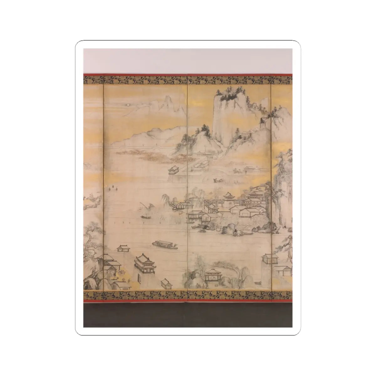 Kano Sanraku - Jinshan Island and West Lake - 1630 v7 - STICKER Vinyl Kiss-Cut Decal