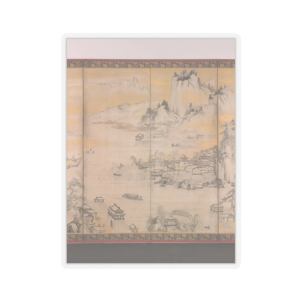 Kano Sanraku - Jinshan Island and West Lake - 1630 v7 - STICKER Vinyl Kiss-Cut Decal