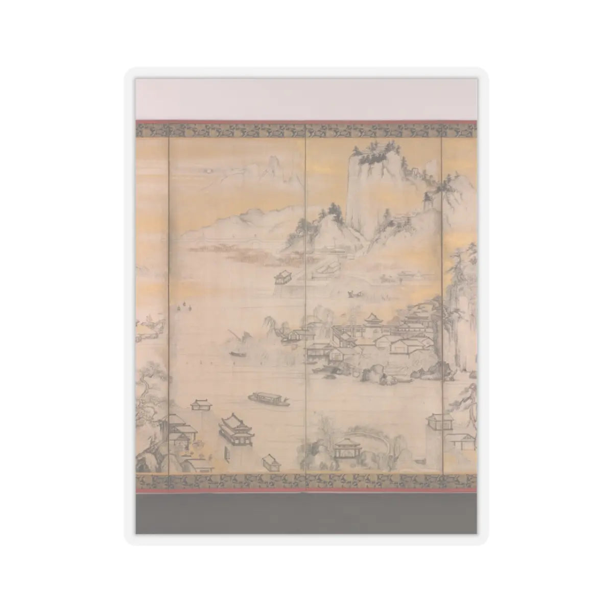 Kano Sanraku - Jinshan Island and West Lake - 1630 v7 - STICKER Vinyl Kiss-Cut Decal
