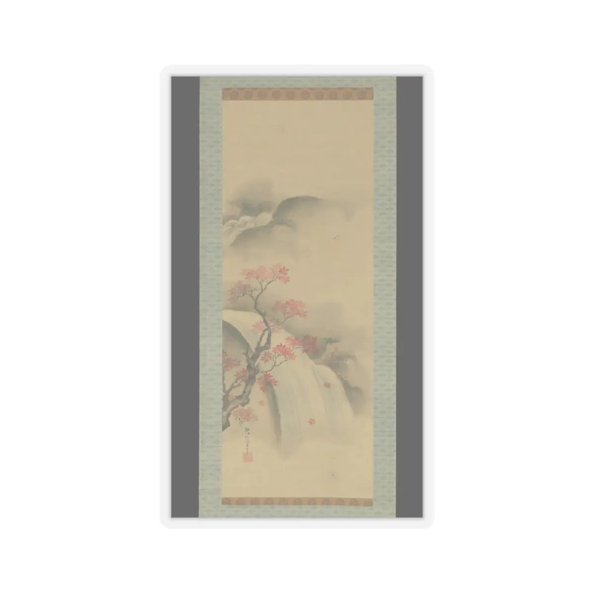 Kano Seisen’in - Waterfall and Maple Tree - 18th–19th century v1 - STICKER Vinyl Kiss-Cut Decal