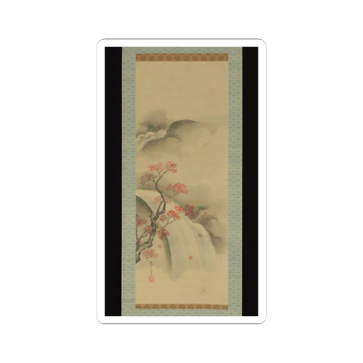 Kano Seisen’in - Waterfall and Maple Tree - 18th–19th century v1 - STICKER Vinyl Kiss-Cut Decal