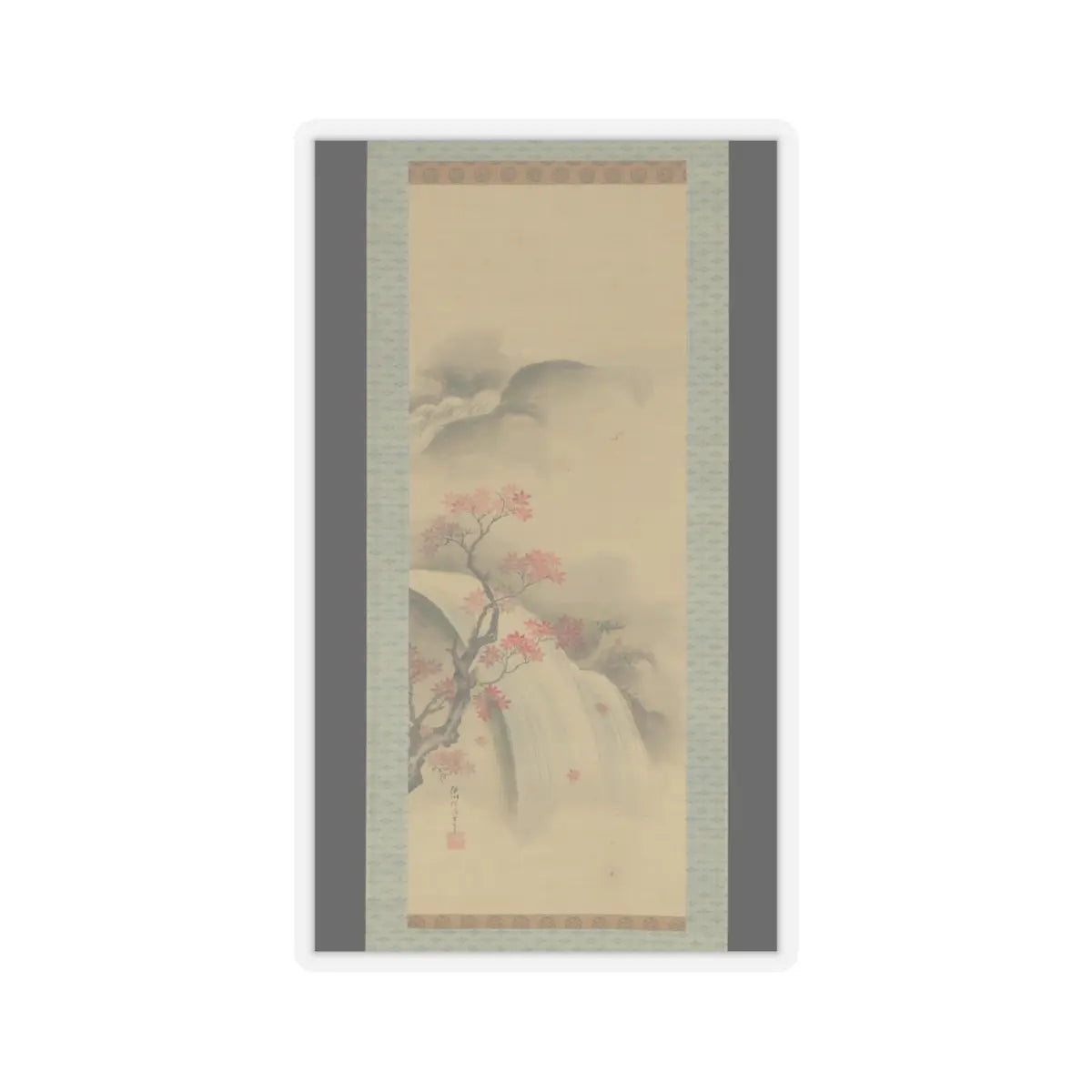 Kano Seisen’in - Waterfall and Maple Tree - 18th–19th century v1 - STICKER Vinyl Kiss-Cut Decal