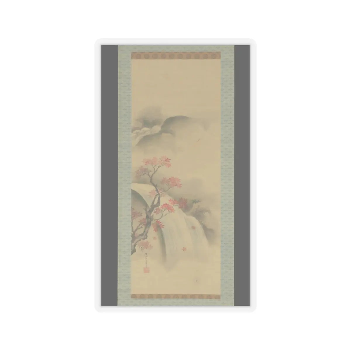 Kano Seisen’in - Waterfall and Maple Tree - 18th–19th century v1 - STICKER Vinyl Kiss-Cut Decal
