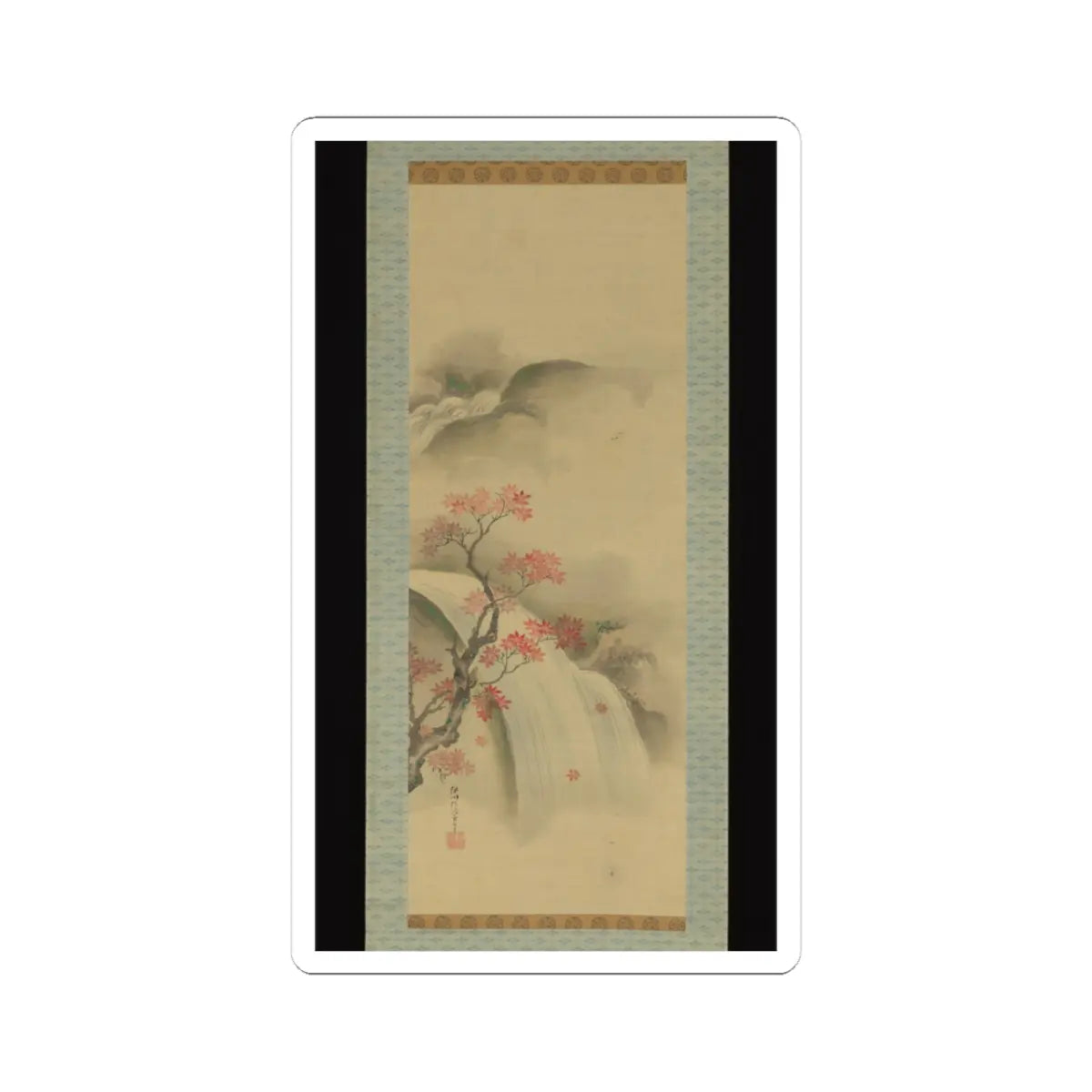 Kano Seisen’in - Waterfall and Maple Tree - 18th–19th century v1 - STICKER Vinyl Kiss-Cut Decal