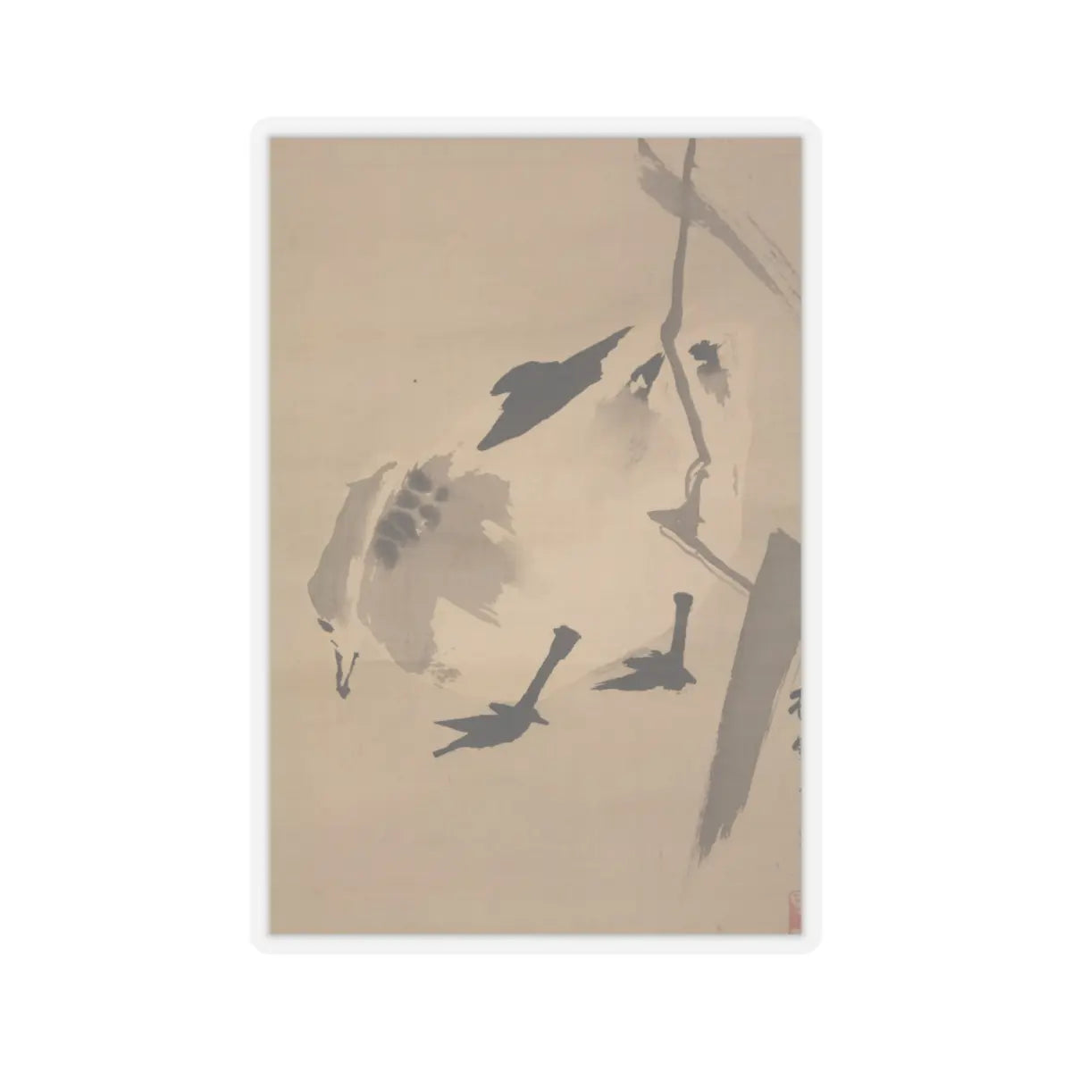 Kano Sosen Narinobu - Geese and Reeds - mid- to late 19th century v4 - STICKER Vinyl Kiss-Cut Decal