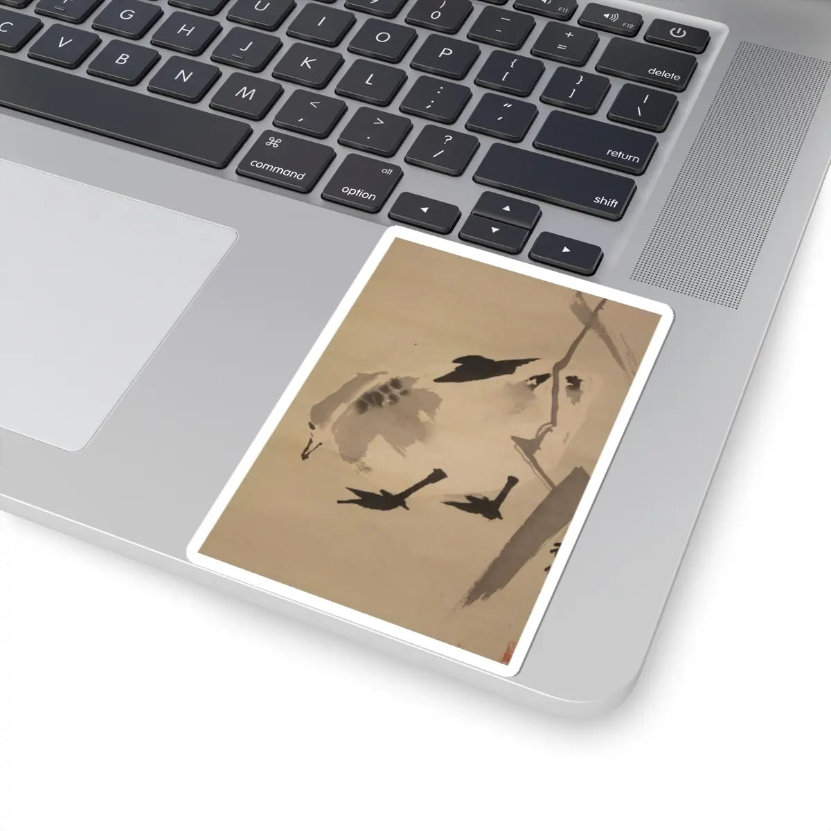 Kano Sosen Narinobu - Geese and Reeds - mid- to late 19th century v4 - STICKER Vinyl Kiss-Cut Decal