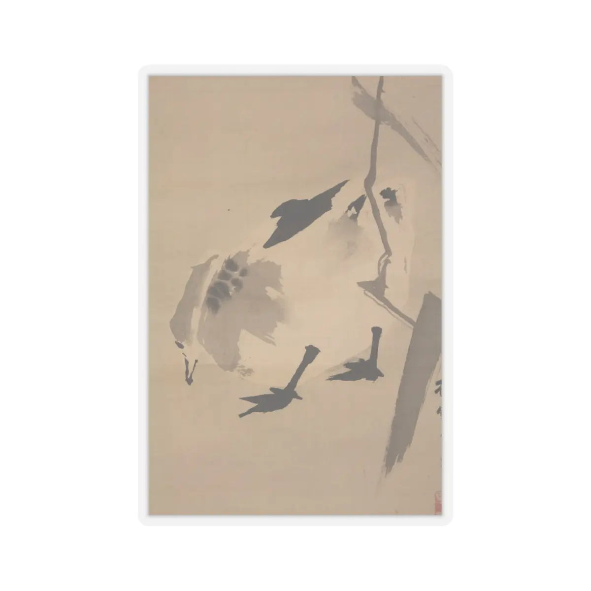Kano Sosen Narinobu - Geese and Reeds - mid- to late 19th century v4 - STICKER Vinyl Kiss-Cut Decal