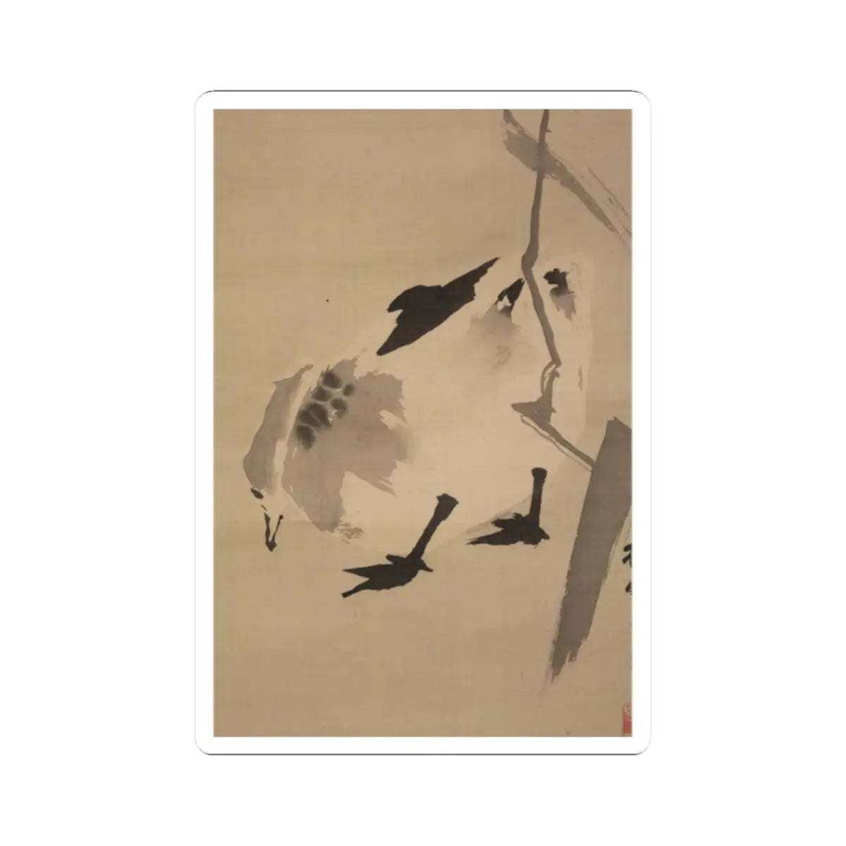 Kano Sosen Narinobu - Geese and Reeds - mid- to late 19th century v4 - STICKER Vinyl Kiss-Cut Decal