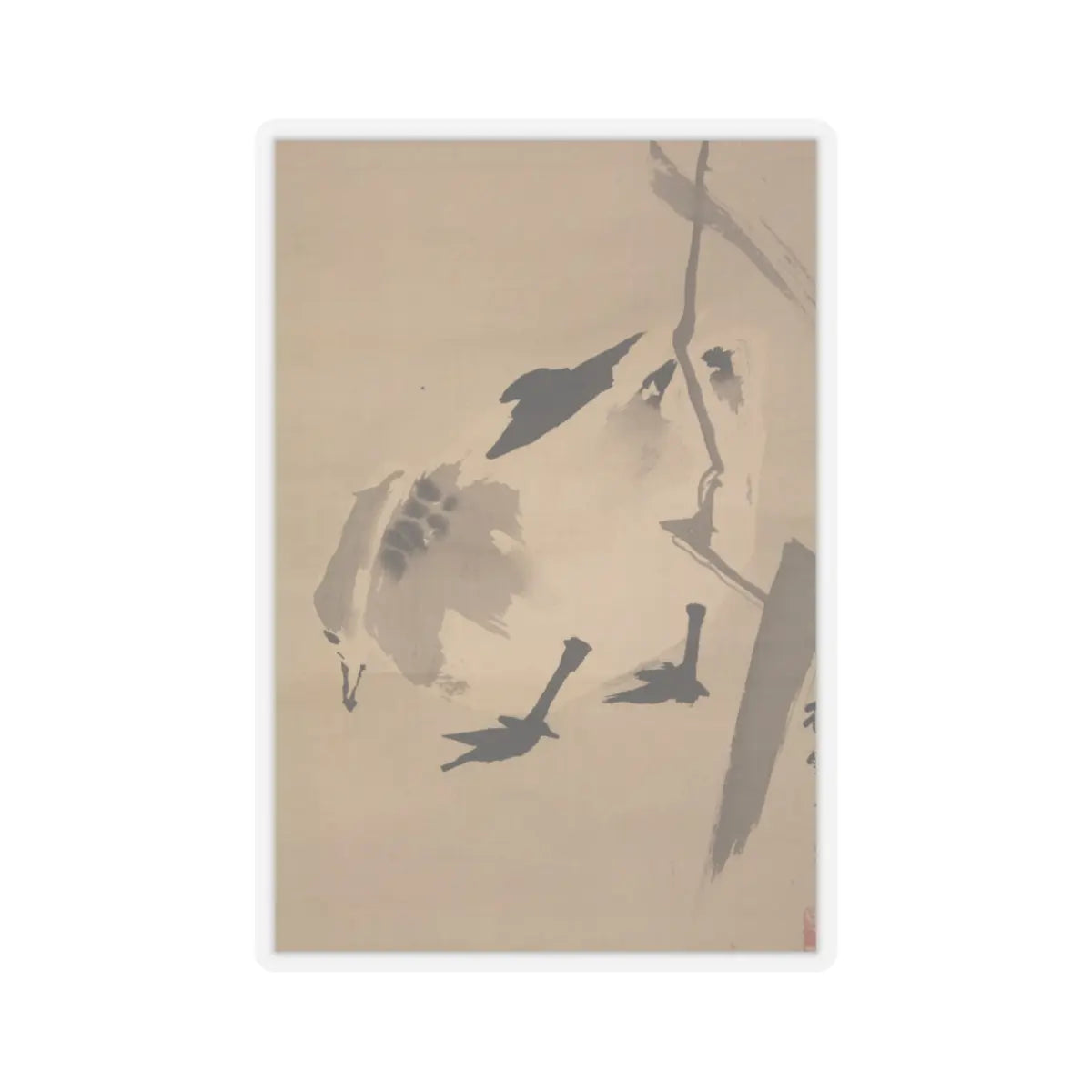 Kano Sosen Narinobu - Geese and Reeds - mid- to late 19th century v4 - STICKER Vinyl Kiss-Cut Decal