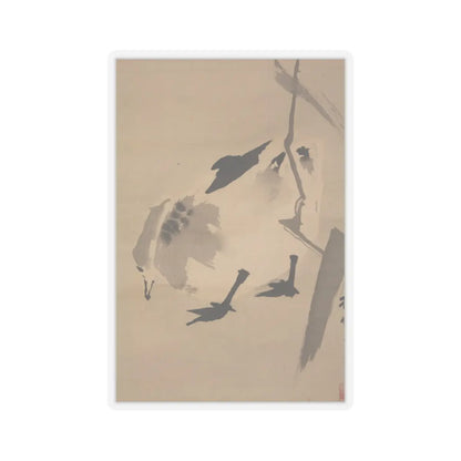 Kano Sosen Narinobu - Geese and Reeds - mid- to late 19th century v4 - STICKER Vinyl Kiss-Cut Decal