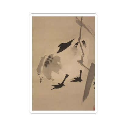 Kano Sosen Narinobu - Geese and Reeds - mid- to late 19th century v4 - STICKER Vinyl Kiss-Cut Decal