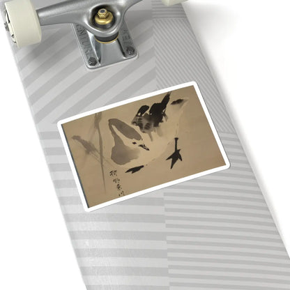 Kano Sosen Narinobu - Geese and Reeds - mid- to late 19th century v5 - STICKER Vinyl Kiss-Cut Decal