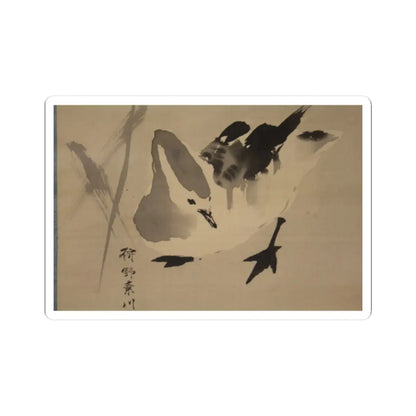 Kano Sosen Narinobu - Geese and Reeds - mid- to late 19th century v5 - STICKER Vinyl Kiss-Cut Decal
