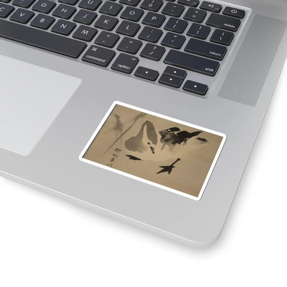 Kano Sosen Narinobu - Geese and Reeds - mid- to late 19th century v5 - STICKER Vinyl Kiss-Cut Decal