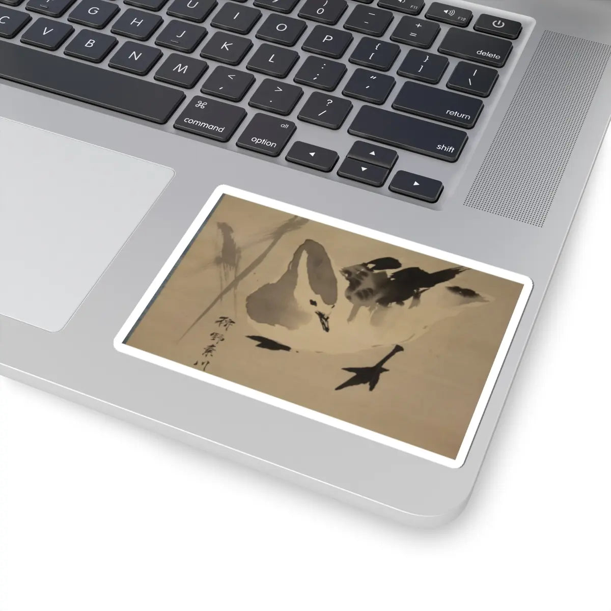 Kano Sosen Narinobu - Geese and Reeds - mid- to late 19th century v5 - STICKER Vinyl Kiss-Cut Decal