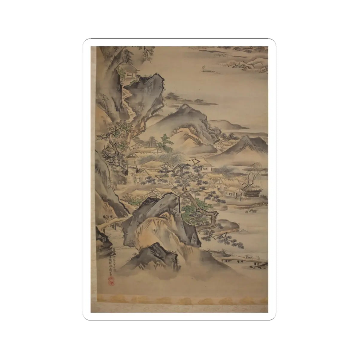 Kano Tansui Moritsune - Mount Penglai with Eight Views of Xiao and Xiang - 19th century v12 - STICKER Vinyl Kiss-Cut Decal