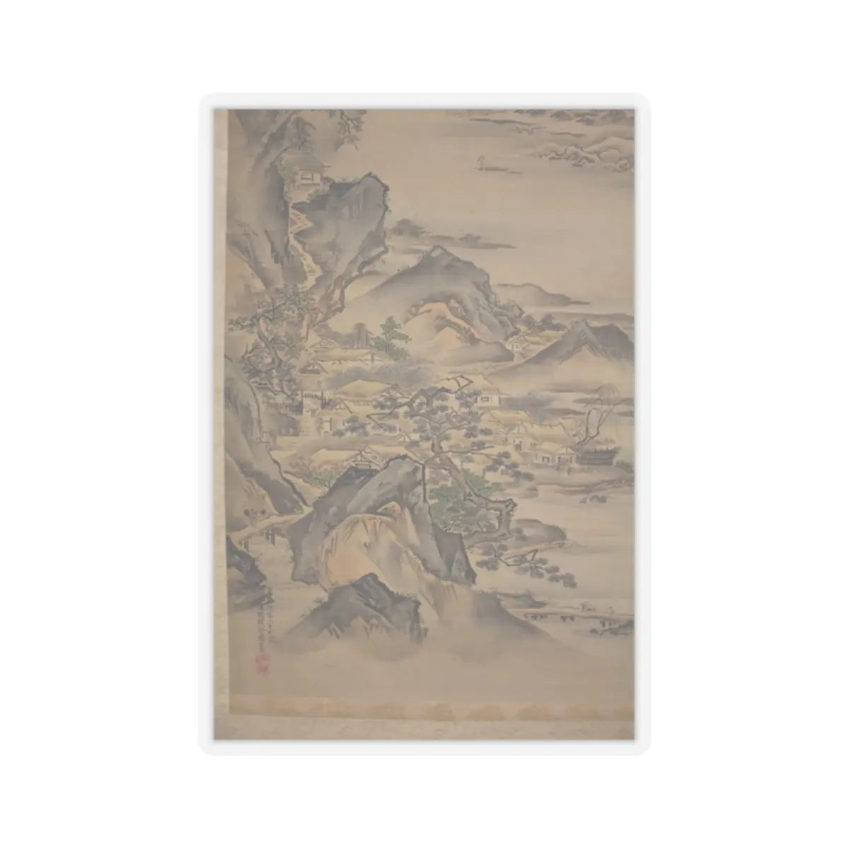 Kano Tansui Moritsune - Mount Penglai with Eight Views of Xiao and Xiang - 19th century v12 - STICKER Vinyl Kiss-Cut Decal