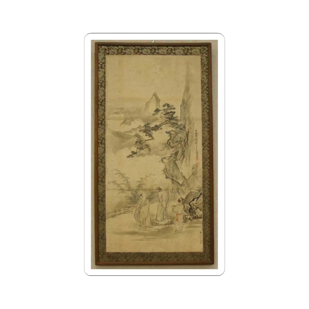 Kano Tan'yū - Sketch for a Painting of Mi Fu Inscribing a Poem on a Rock - dated 1666 v1 - STICKER Vinyl Kiss-Cut Decal