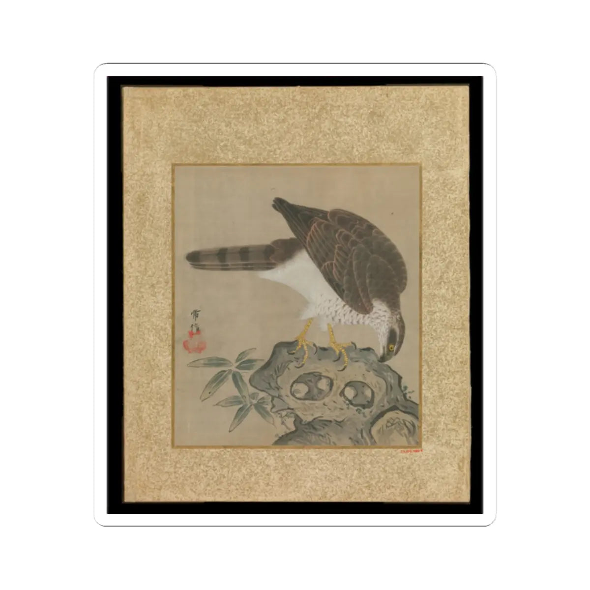 Kano Tsunenobu - Album of Hawks and Calligraphy - 17th–18th century v17 - STICKER Vinyl Kiss-Cut Decal