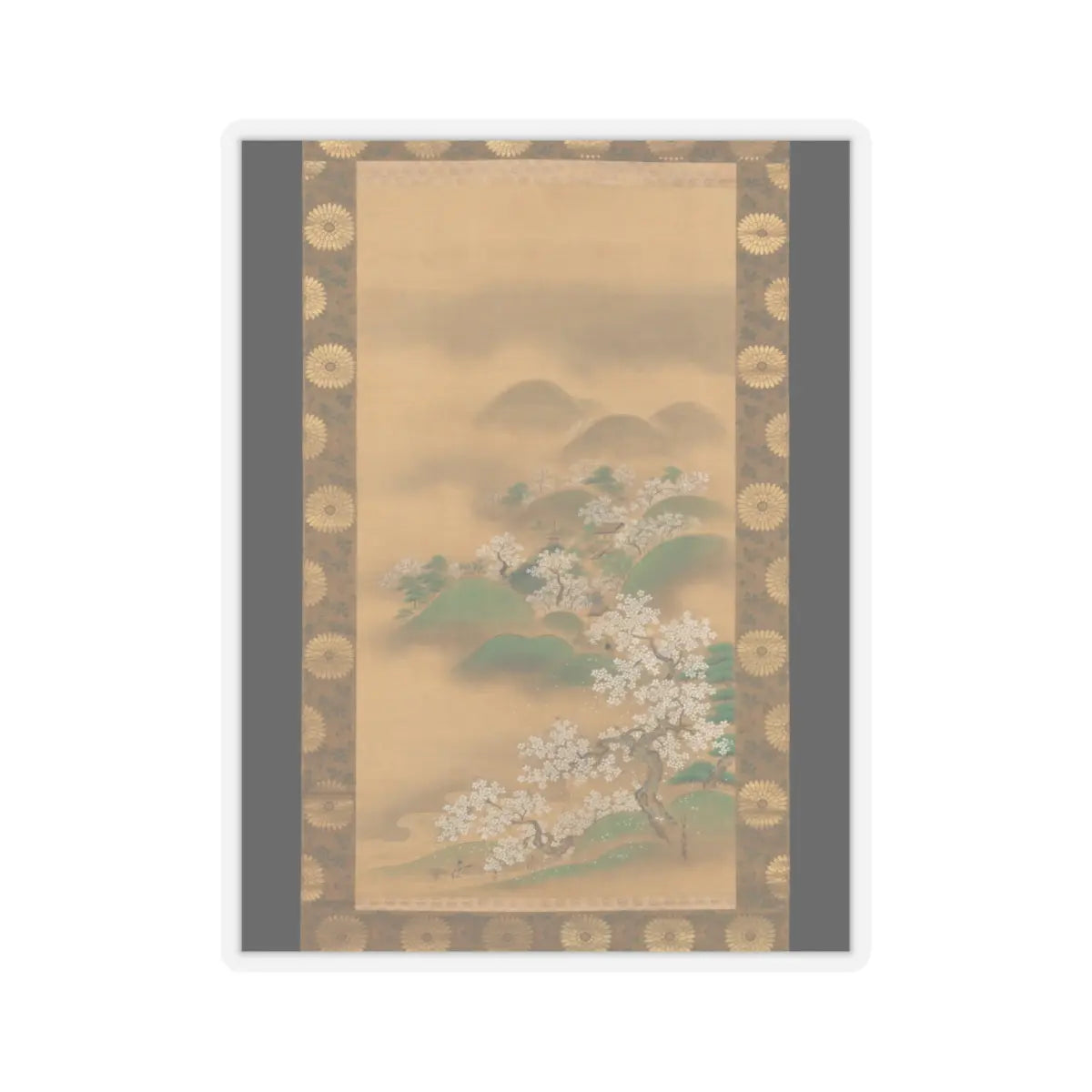 Kano Tsunenobu - Nunobiki Waterfall, Mount Yoshino, and Tatsuta River - after 1709 v2 - STICKER Vinyl Kiss-Cut Decal