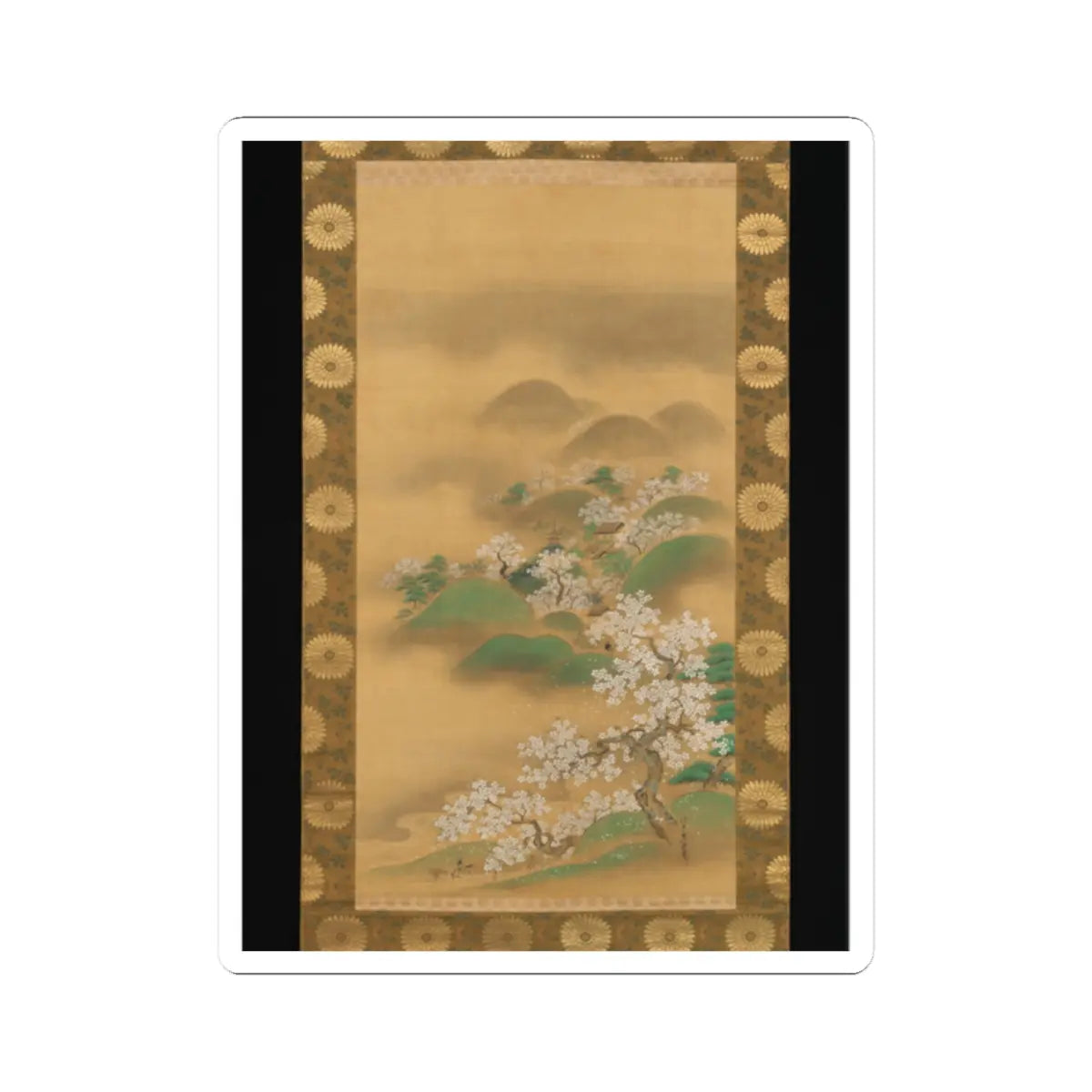 Kano Tsunenobu - Nunobiki Waterfall, Mount Yoshino, and Tatsuta River - after 1709 v2 - STICKER Vinyl Kiss-Cut Decal